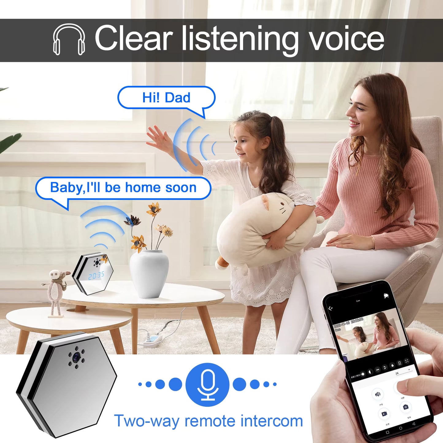 WiFi-beveiligingscamera met klok